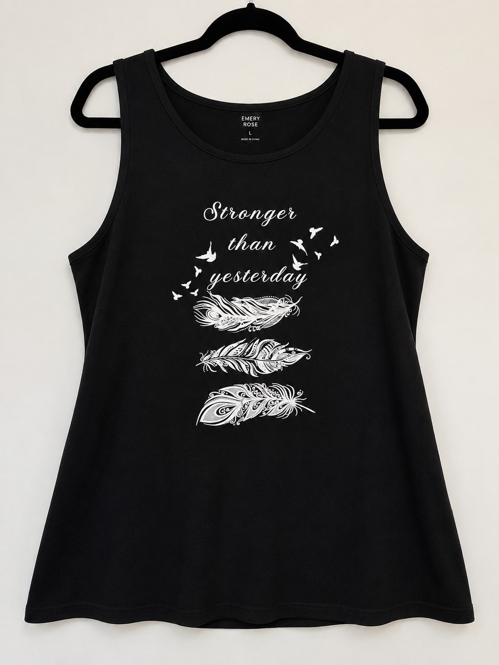 Womens Black Graphic Tank - "Stronger Than Yesterday"